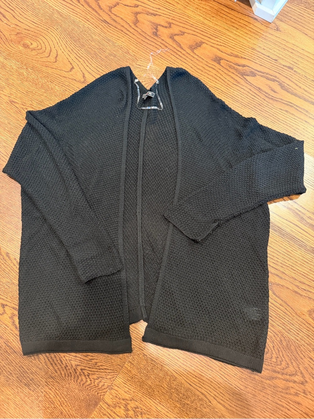 Black Open-Front Knit Sweater Cardigan